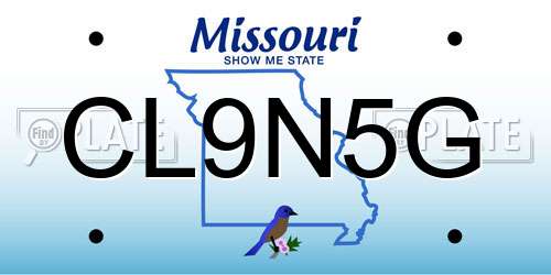 CL9N5G Missouri License Plate