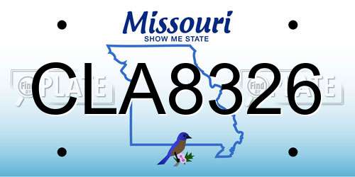 CLA8326 Missouri License Plate