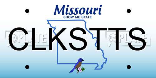CLKSTTS Missouri License Plate