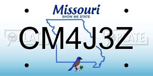 CM4J3Z Missouri License Plate