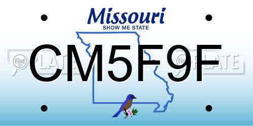 CM5F9F Missouri License Plate