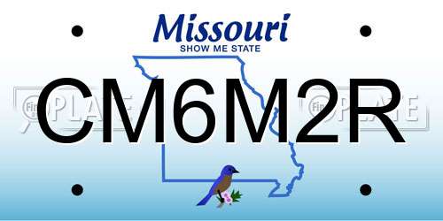 CM6M2R Missouri License Plate