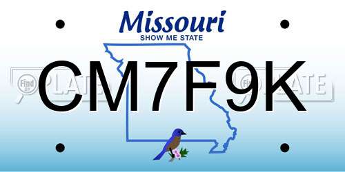 CM7F9K Missouri License Plate