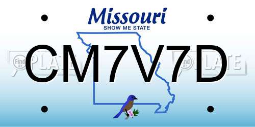CM7V7D Missouri License Plate