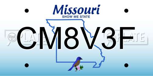 CM8V3F Missouri License Plate