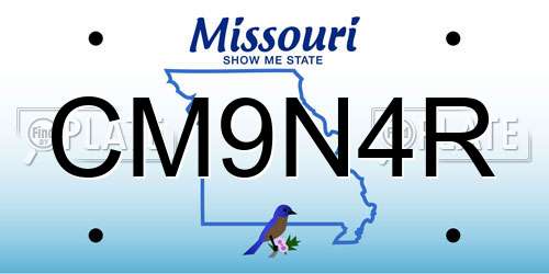 CM9N4R Missouri License Plate