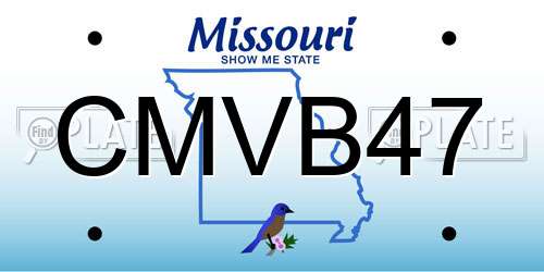 CMVB47 Missouri License Plate