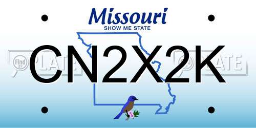 CN2X2K Missouri License Plate