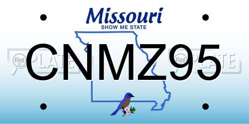 CNMZ95 Missouri License Plate