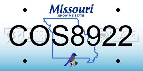 COS8922 Missouri License Plate