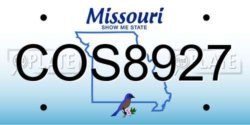 COS8927 Missouri License Plate