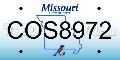 COS8972 Missouri License Plate