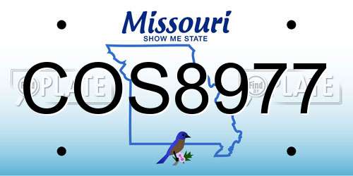 COS8977 Missouri License Plate