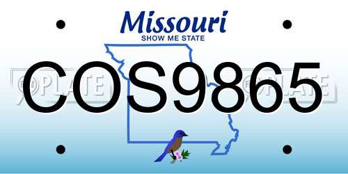 COS9865 Missouri License Plate