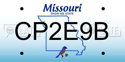 CP2E9B Missouri License Plate
