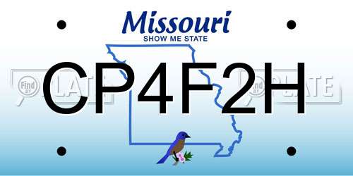 CP4F2H Missouri License Plate