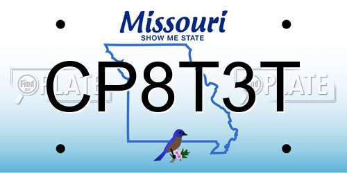 CP8T3T Missouri License Plate