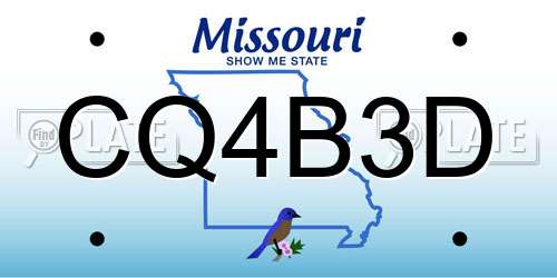 CQ4B3D Missouri License Plate
