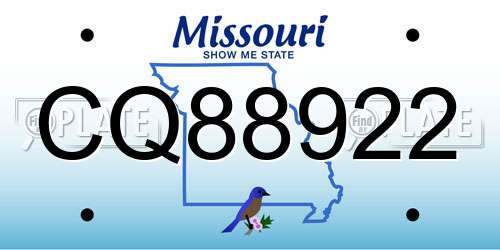 CQ88922 Missouri License Plate
