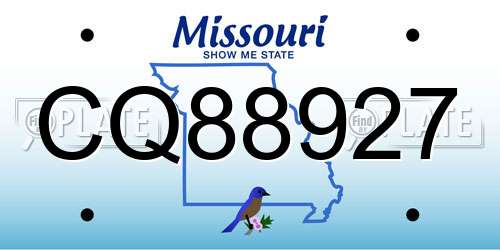 CQ88927 Missouri License Plate