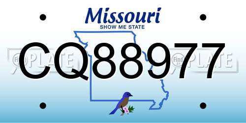 CQ88977 Missouri License Plate