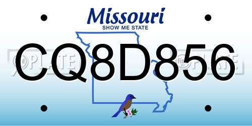 CQ8D856 Missouri License Plate