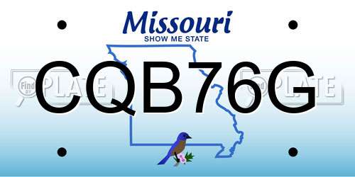 CQB76G Missouri License Plate