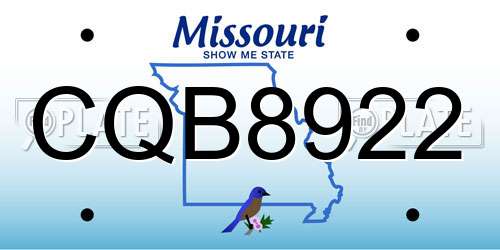 CQB8922 Missouri License Plate