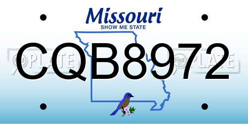 CQB8972 Missouri License Plate