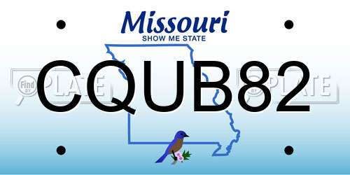 CQUB82 Missouri License Plate