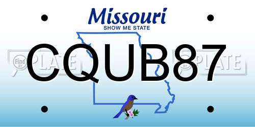 CQUB87 Missouri License Plate