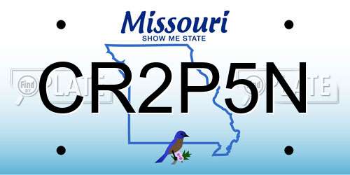 CR2P5N Missouri License Plate