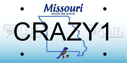 CRAZY1 Missouri License Plate