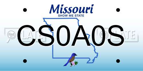 CS0A0S Missouri License Plate