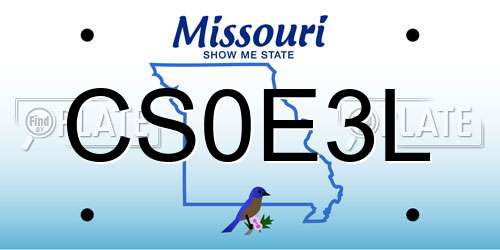 CS0E3L Missouri License Plate