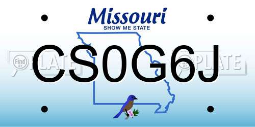 CS0G6J Missouri License Plate