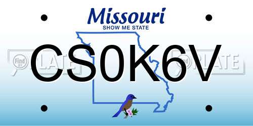 CS0K6V Missouri License Plate