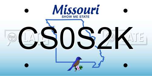 CS0S2K Missouri License Plate