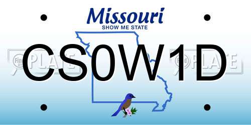 CS0W1D Missouri License Plate