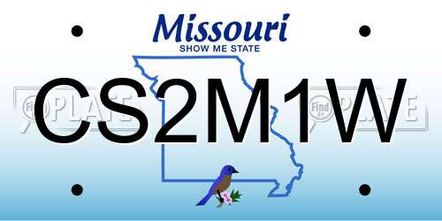 CS2M1W Missouri License Plate