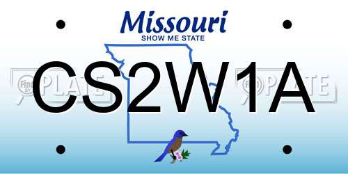 CS2W1A Missouri License Plate
