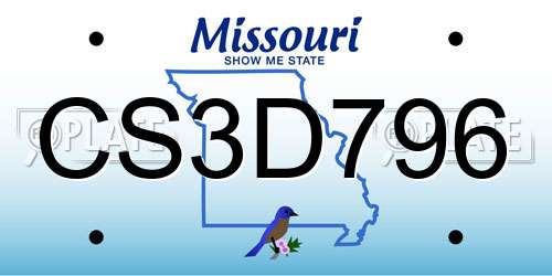 CS3D796 Missouri License Plate