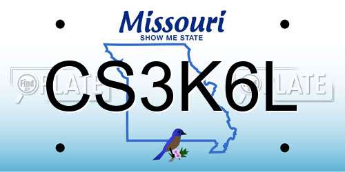 CS3K6L Missouri License Plate