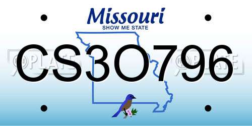 CS3O796 Missouri License Plate