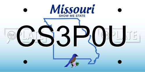 CS3P0U Missouri License Plate