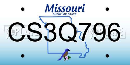 CS3Q796 Missouri License Plate