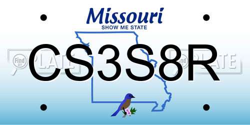 CS3S8R Missouri License Plate