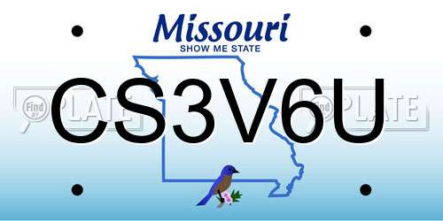 CS3V6U Missouri License Plate