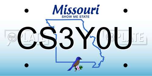 CS3Y0U Missouri License Plate