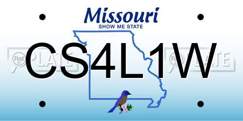 CS4L1W Missouri License Plate